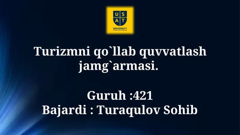 Turizmni qo`llab-quvvatlash jamg`armasi