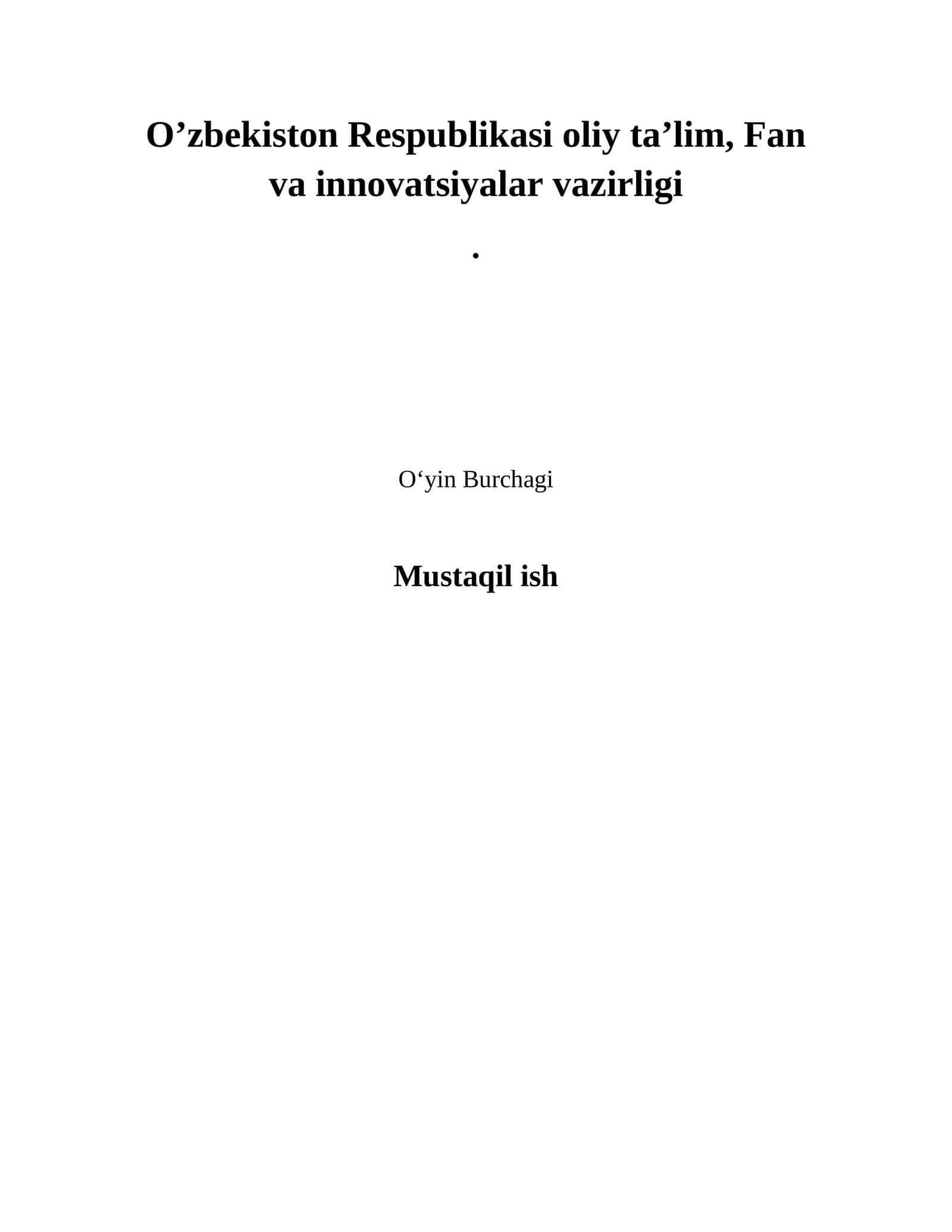 O’yin Burchagi