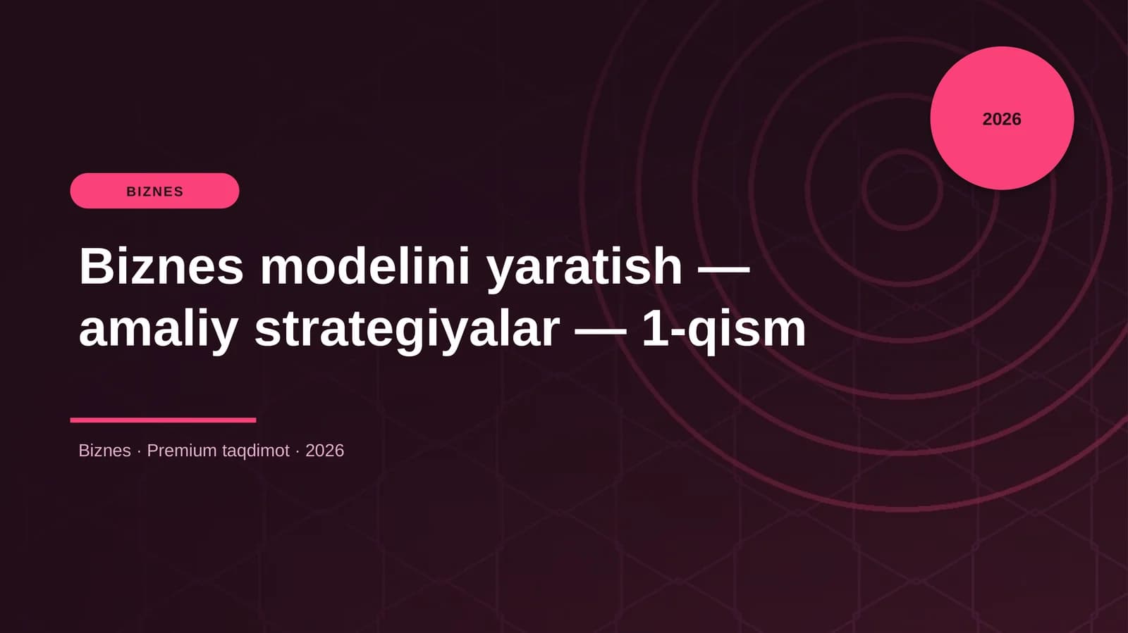 Biznes modelini yaratish — amaliy strategiyalar — 1-qism