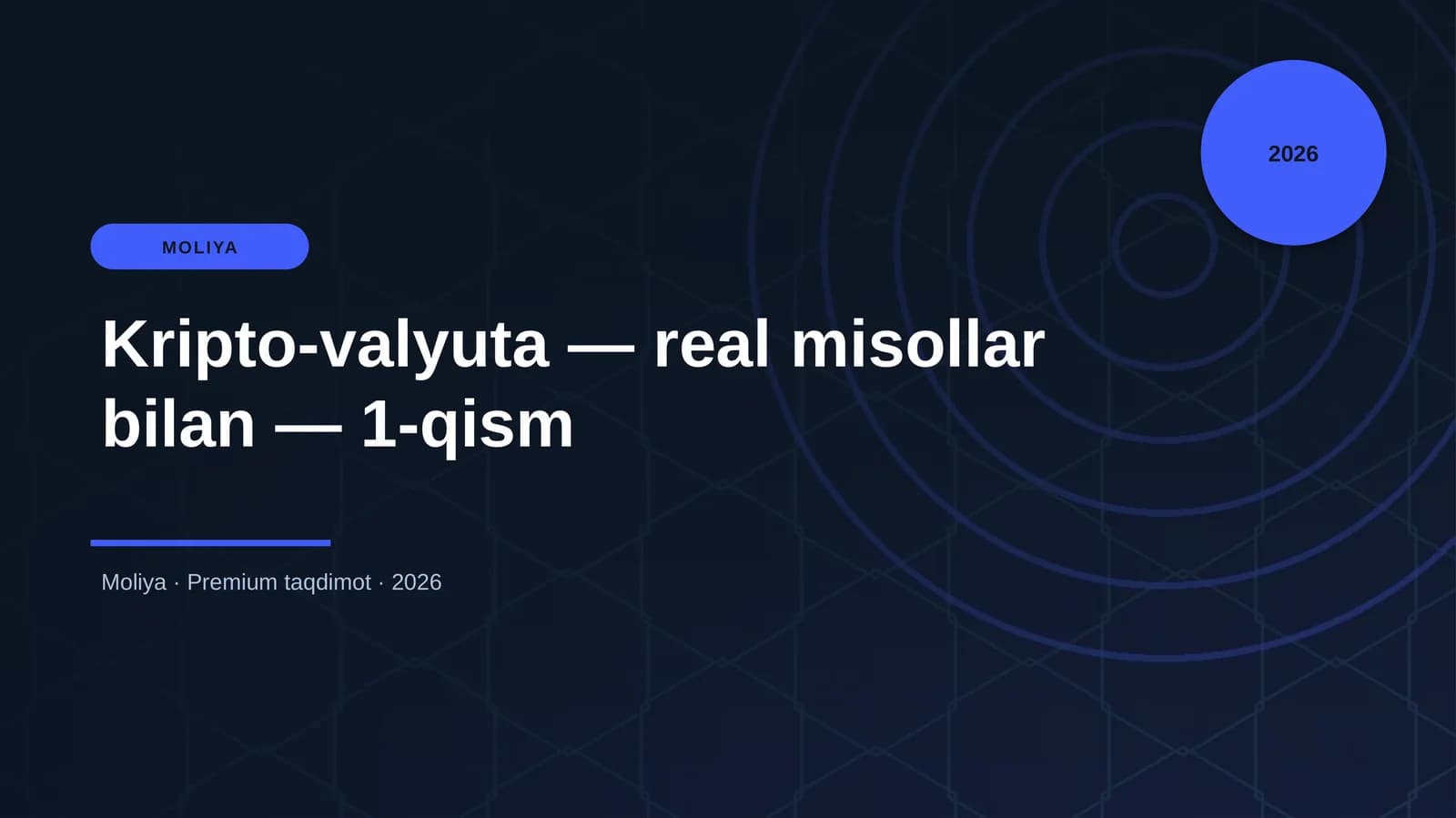 Kripto-valyuta — real misollar bilan — 1-qism