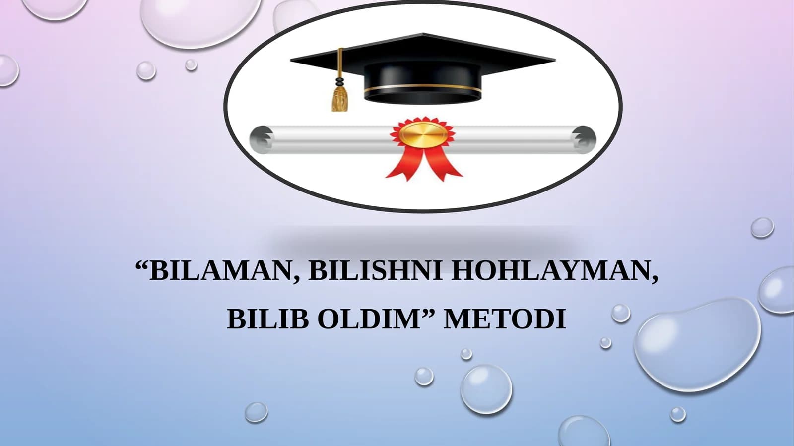 “Bilaman – Bilishni xohlayman – Bilib oldim” metodi