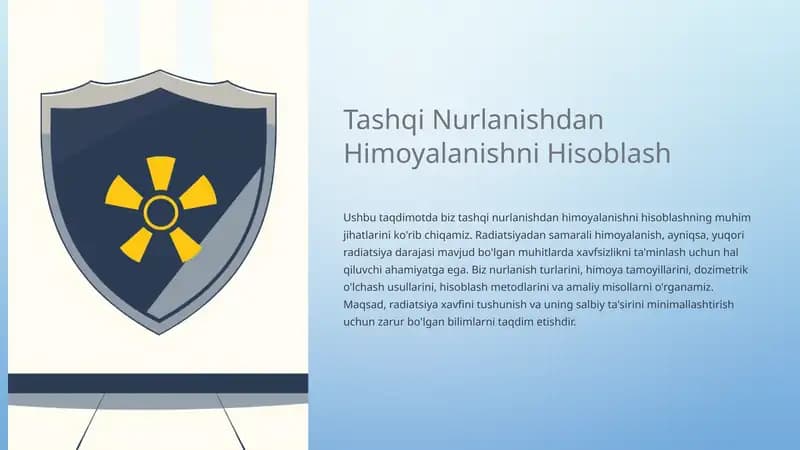 Tashqi nurlanishdan himoyalanishni hisoblash
