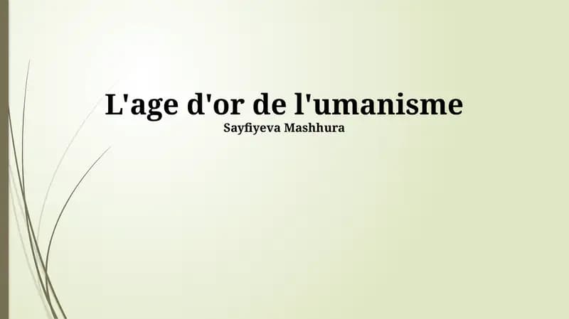 L'age d'or de l'umanisme
