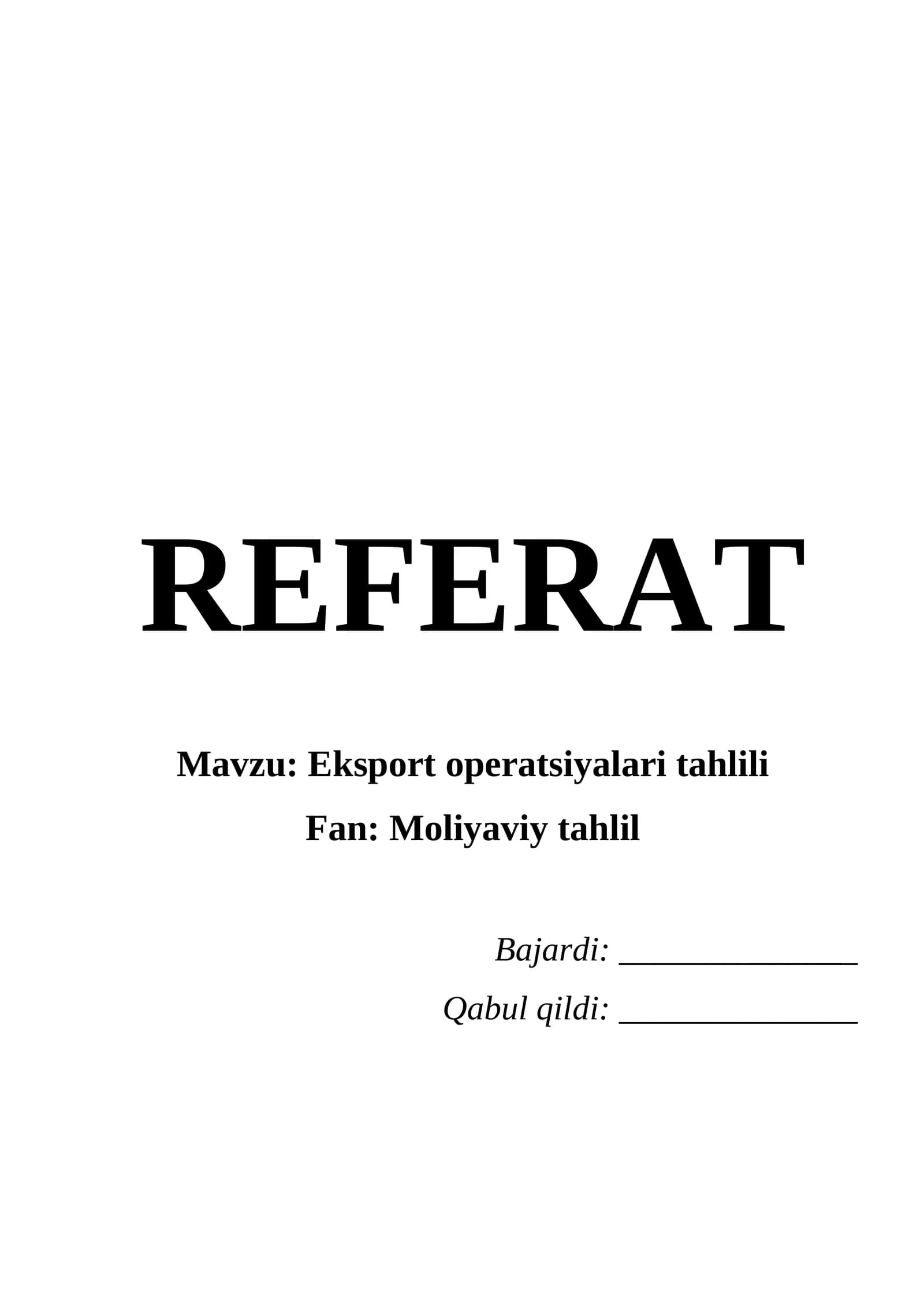 Eksport operatsiyalari tahlili