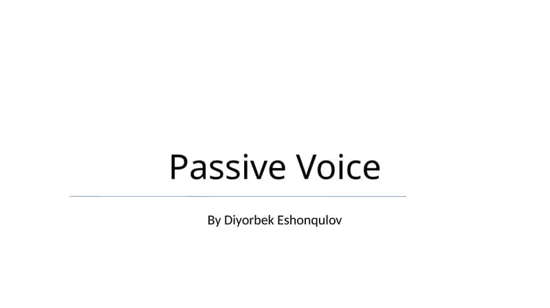 Passive Voice