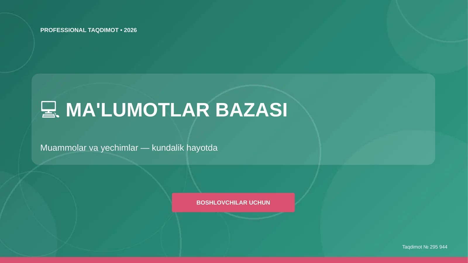 MA'LUMOTLAR BAZASI