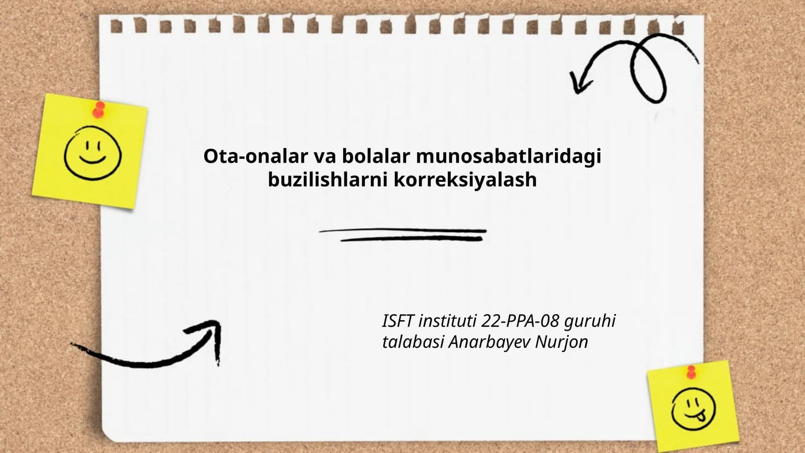 Ota-onalar va bolalar munosabatlaridagi buzilishlarni korreksiyalash