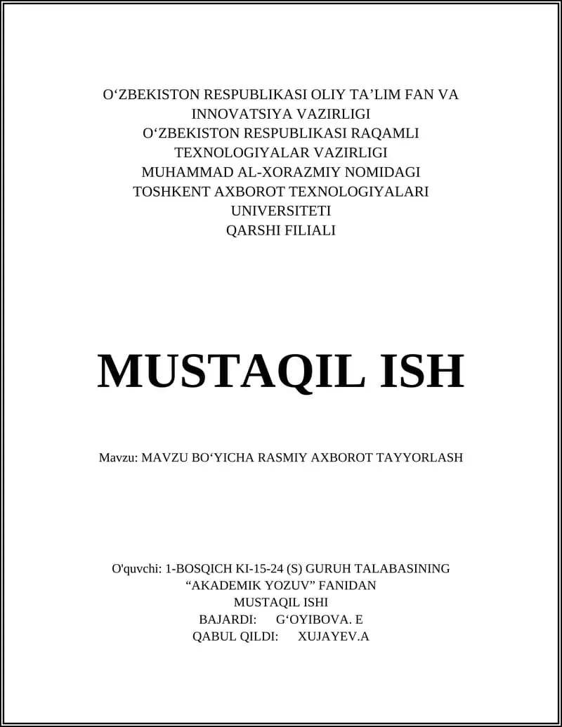 Rasman axborot va uning turlari