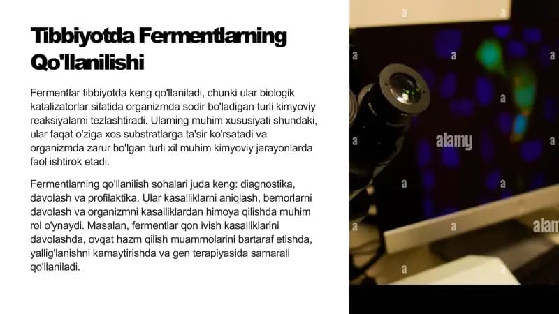 Tibbiyotda fermentlarning qo’llanilishi