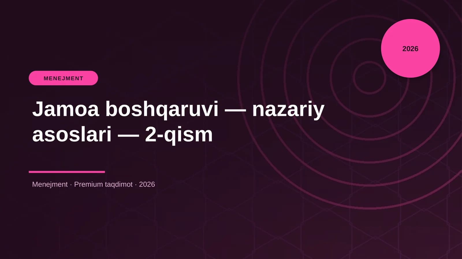 Jamoa boshqaruvi — nazariy asoslari — 2-qism