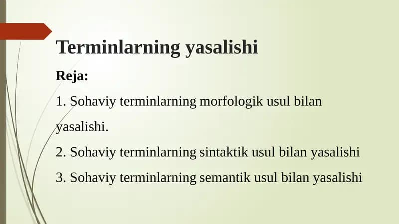 Sohaviy terminlar yasalishi