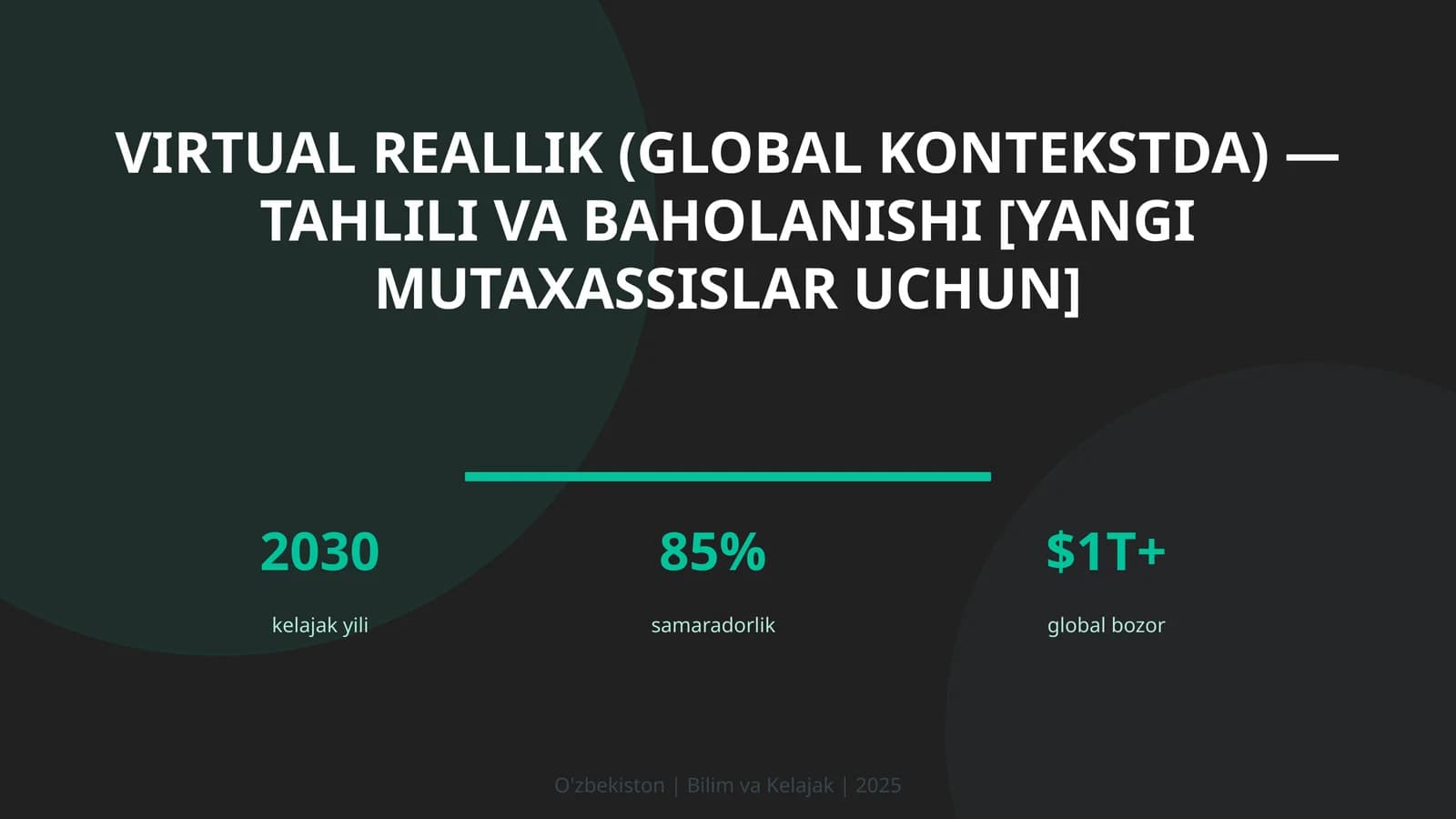 Virtual reallik (global kontekstda) — tahlili va baholanishi [yangi mutaxassislar uchun]