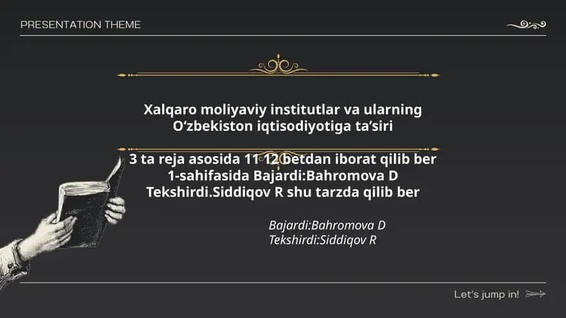 Xalqaro moliyaviy institutlar va ularning O‘zbekiston iqtisodiyotiga ta’siri