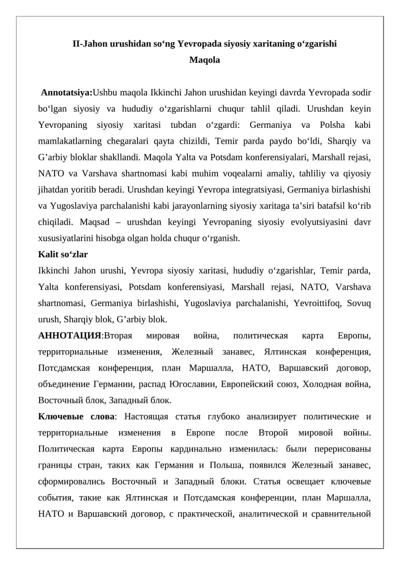 Yevropa siyosiy xaritasi