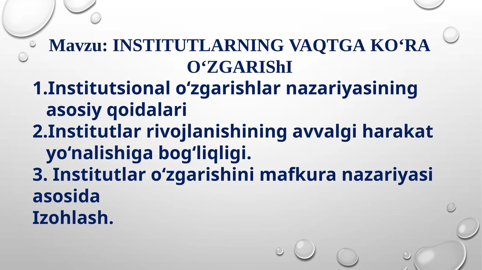 INSTITUTLARNINGVAQTGAKO‘RAO‘ZGARIShI