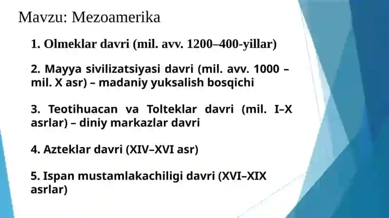 Mezoamerika mavzusida taqdimot