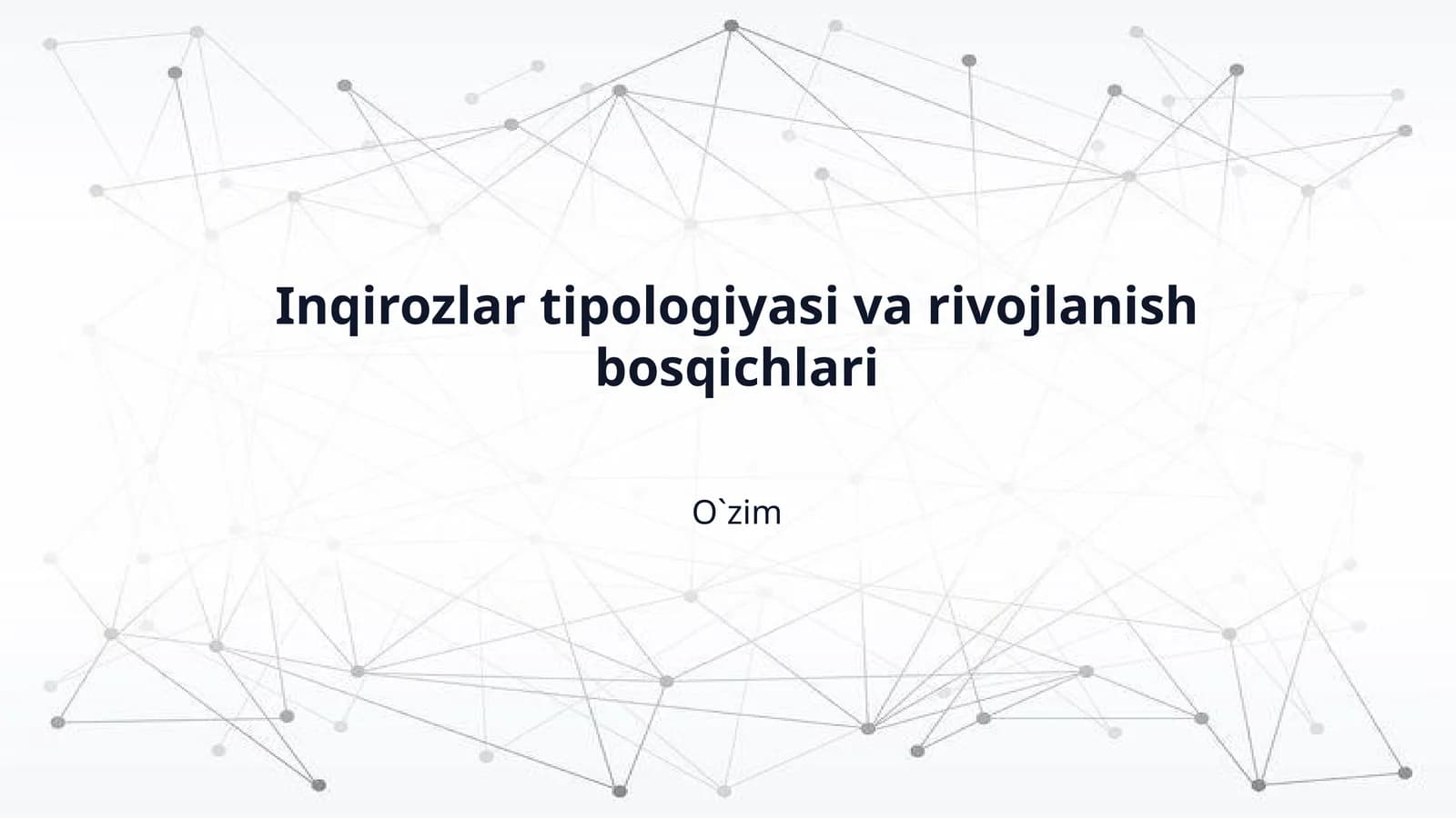 Inqirozlar tipologiyasi va rivojlanish bosqichlari