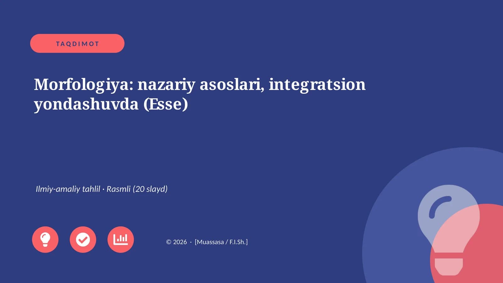 Morfologiya: nazariy asoslari, integratsion yondashuvda (Esse)
