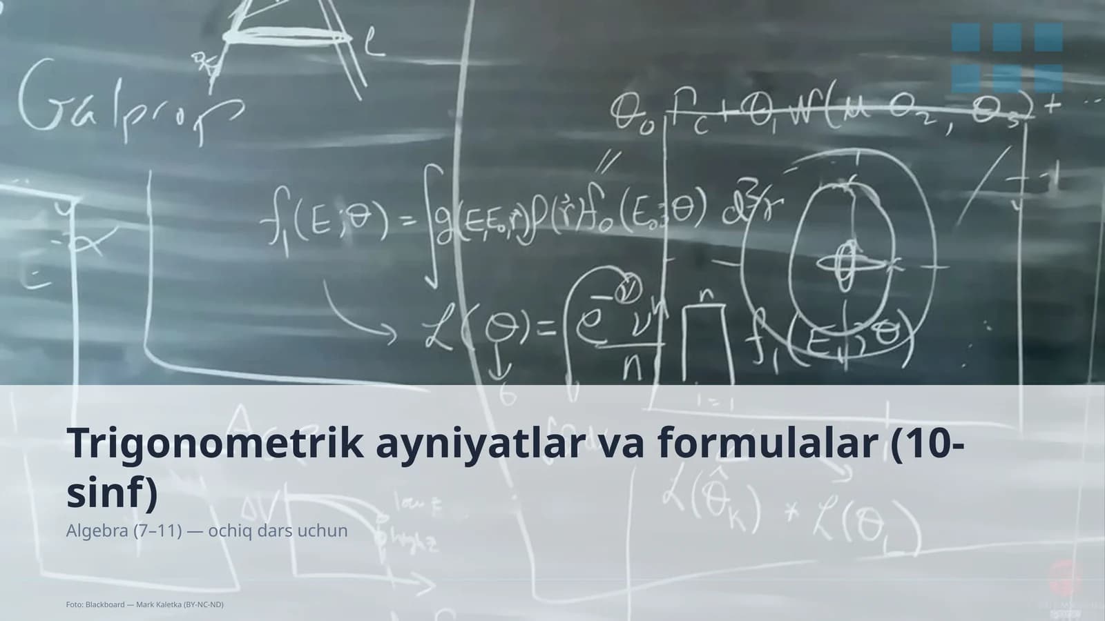 Trigonometrik ayniyatlar va formulalar (10-sinf)