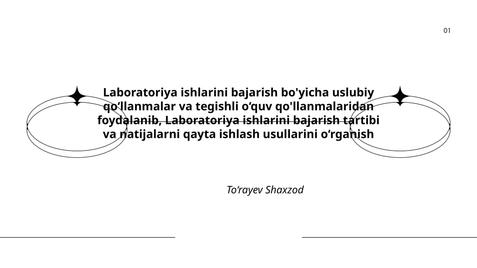 Laboratoriya ishlarini bajarish bo'yicha uslubiy qo‘llanmalar va tegishli o‘quv qo'llanmalaridan foydalanib
