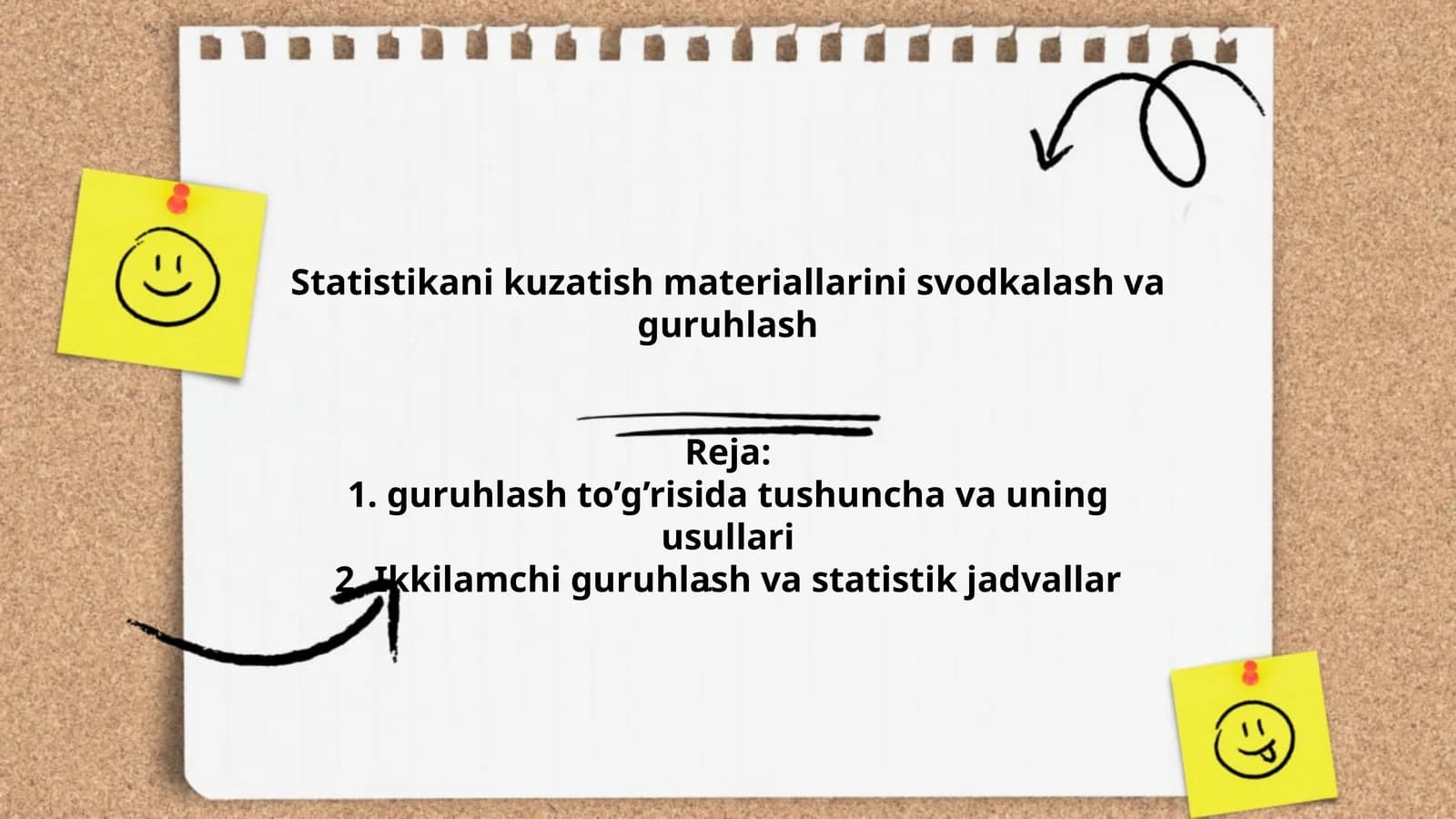 Statistikani kuzatish materiallarini svodkalash va guruhlash