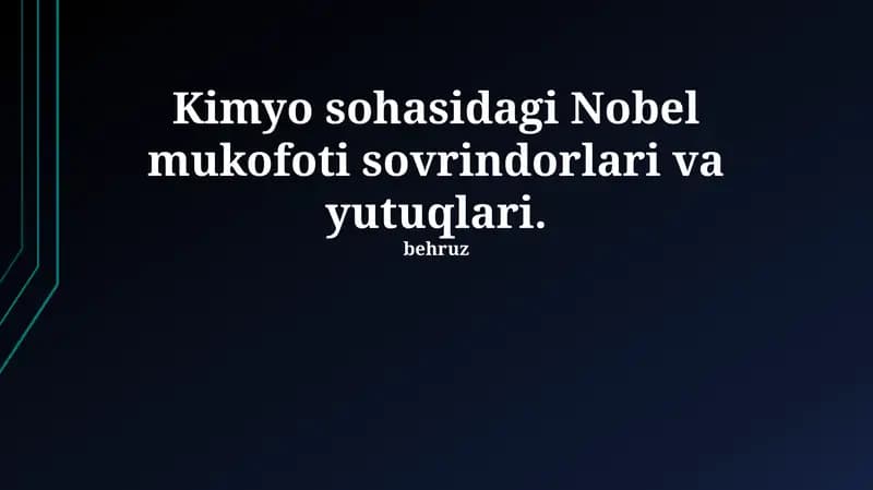 Nobel mukofoti Kimyo sohasida