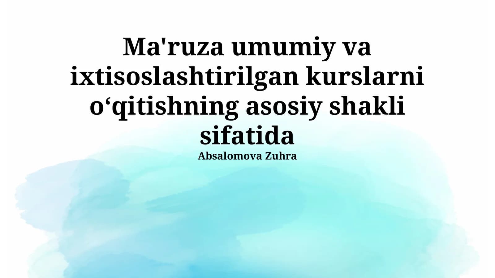 Ma'ruzaning ta'rifi
