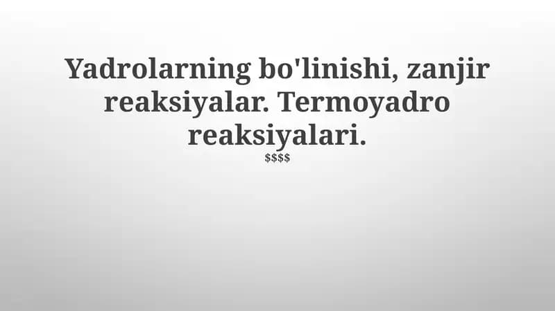 Termoyadro reaksiyalari