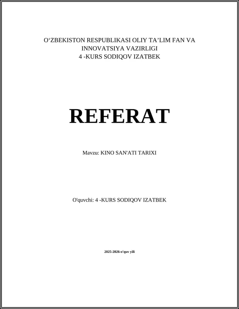 KINO SAN'ATI TARIXI