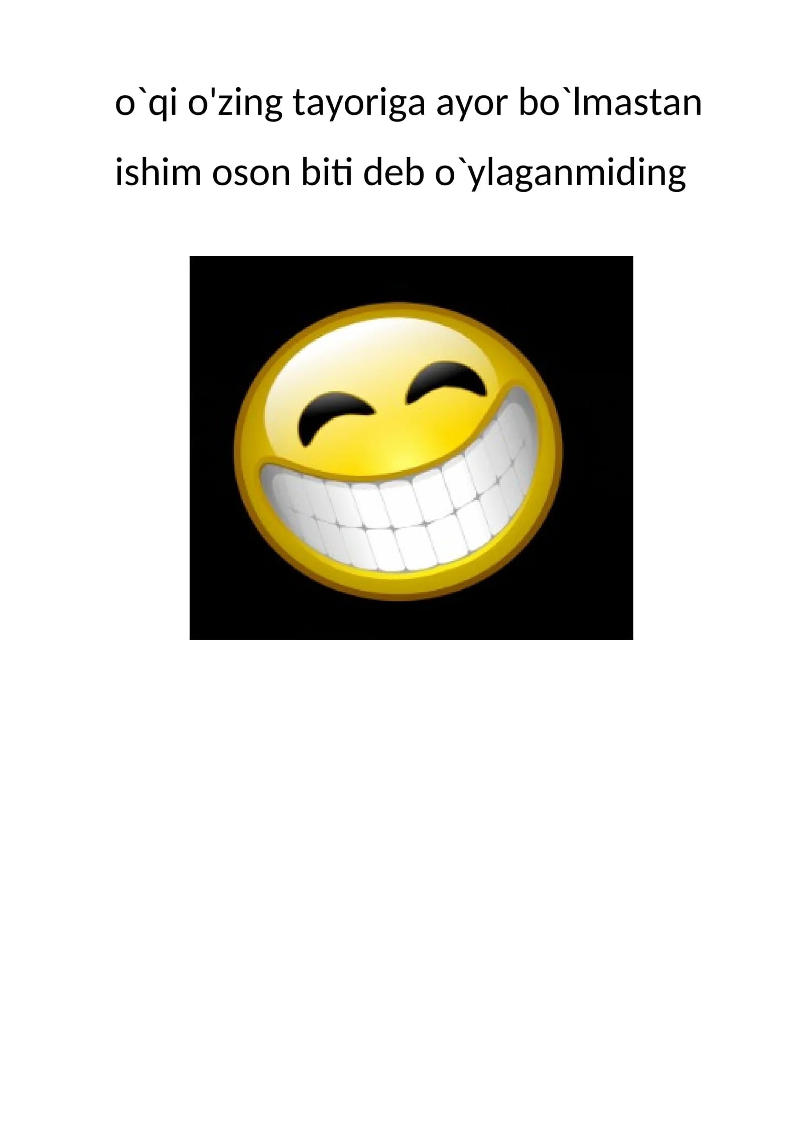 O`qi o'zing tayoriga ayor bo`lmastan