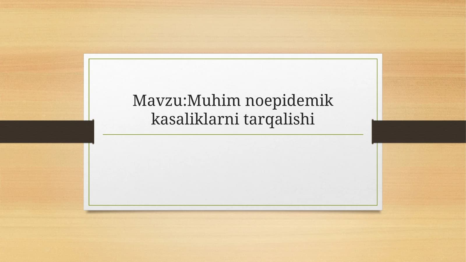 Muhim noepidemik kasaliklarning tarqalishi