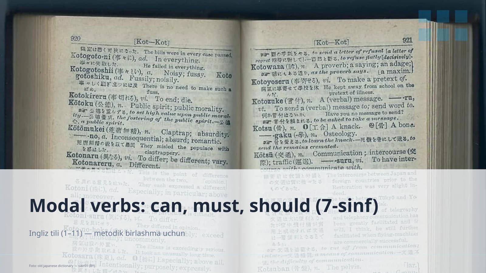 Modal verbs: can, must, should (7-sinf)