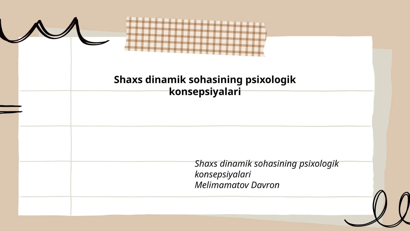 Shaxs dinamik sohasining psixologik konsepsiyalari