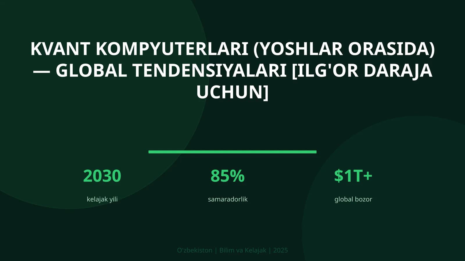 KVANT KOMPYUTERLARI (YOSHLAR ORASIDA) — GLOBAL TENDENSIYALARI [ILG'OR DARAJA UCHUN]