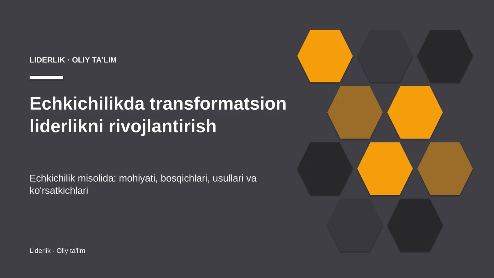 Echkichilikda transformatsion liderlikni rivojlantirish