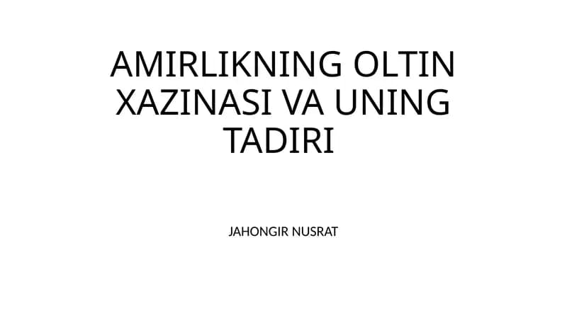 amirlikning oltin xazinasi