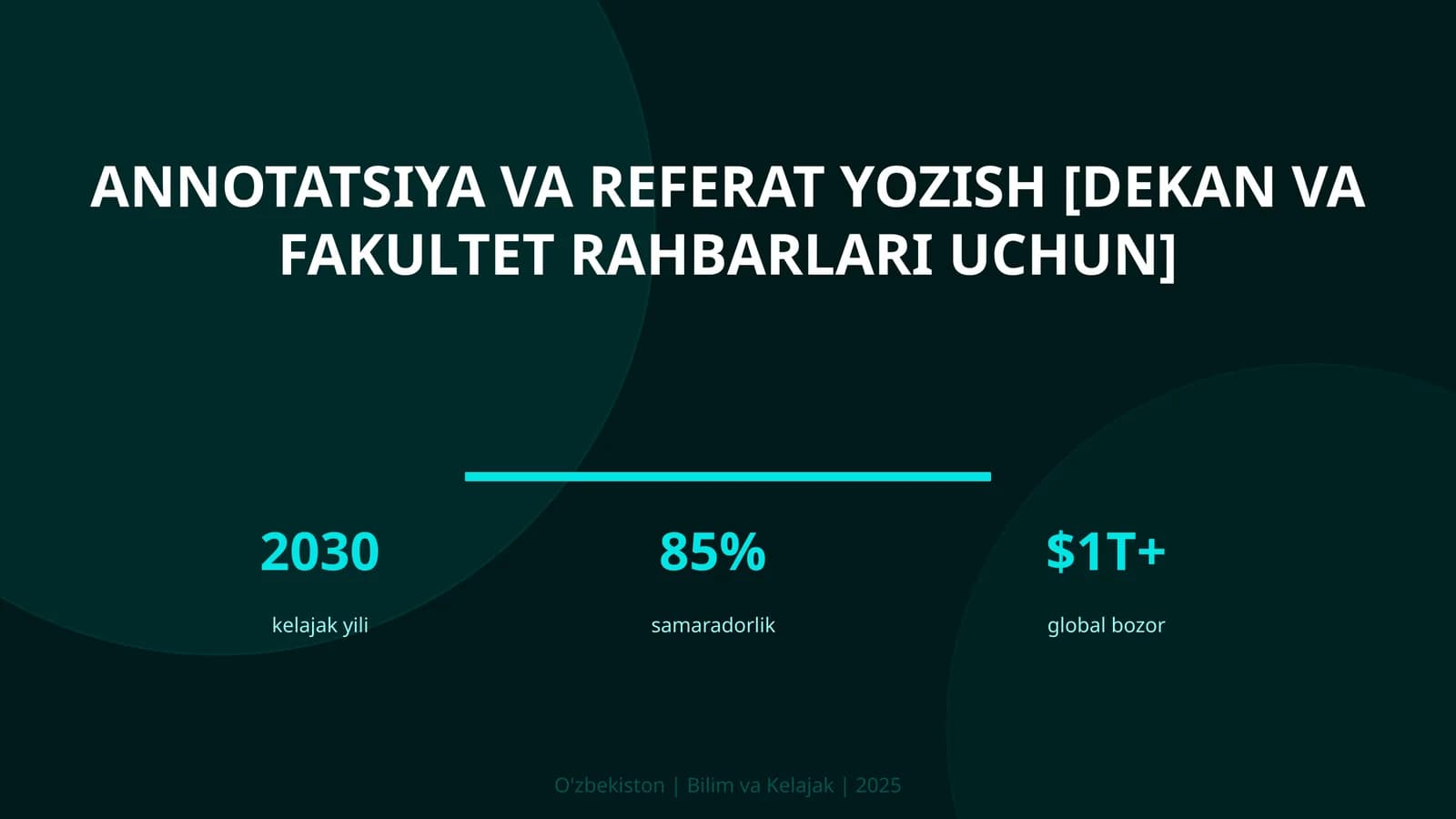 Annotatsiya va referat yozish [dekan va fakultet rahbarlari uchun]