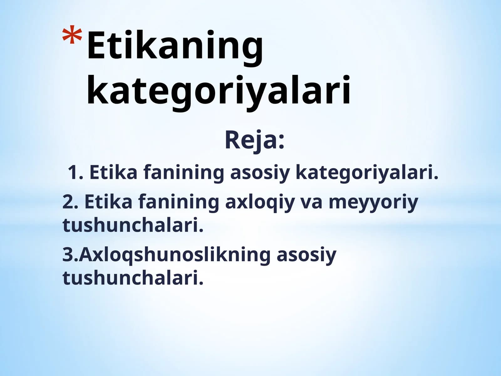 Etika fanining kategoriyalari