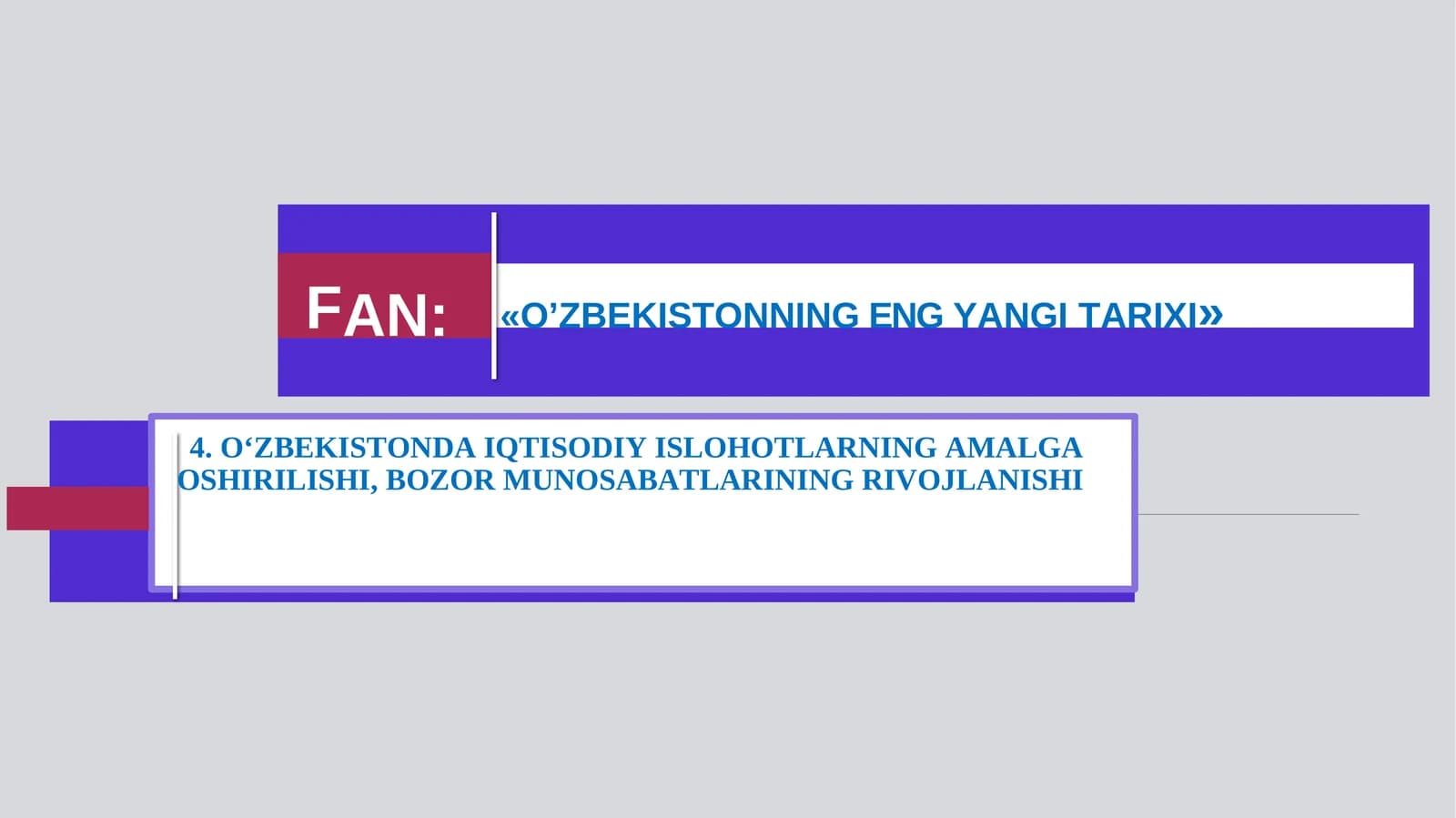 O‘ZBEKISTONDA IQTISODIY ISLOHOTLARNING AMALGA OSHIRILISHI, BOZOR MUNOSABATLARINING RIVOJLANISHI