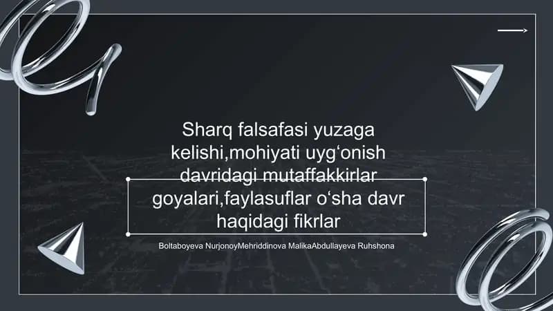 Sharq falsafasi yuzaga kelishi