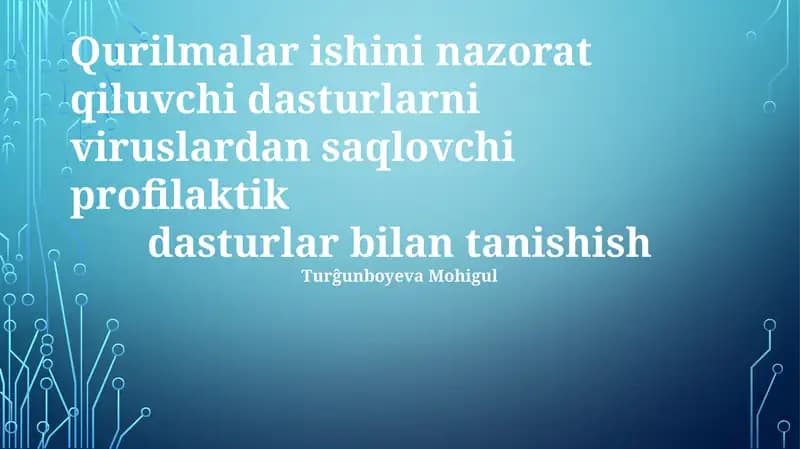 Profilaktika dasturlarini o'rganish