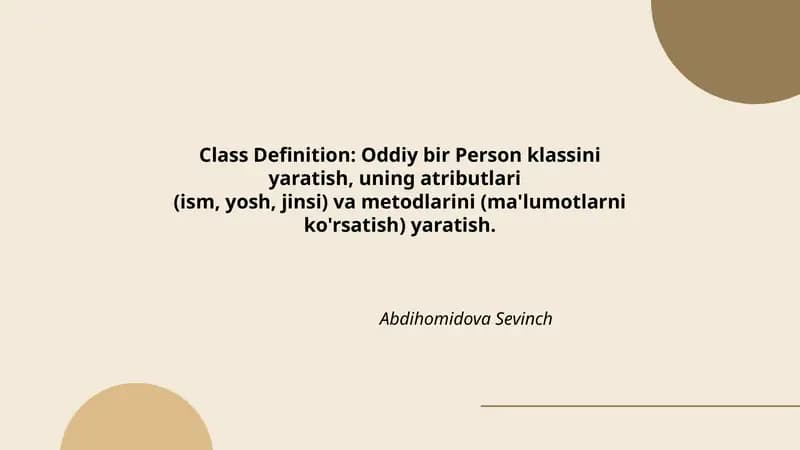 Class Definition