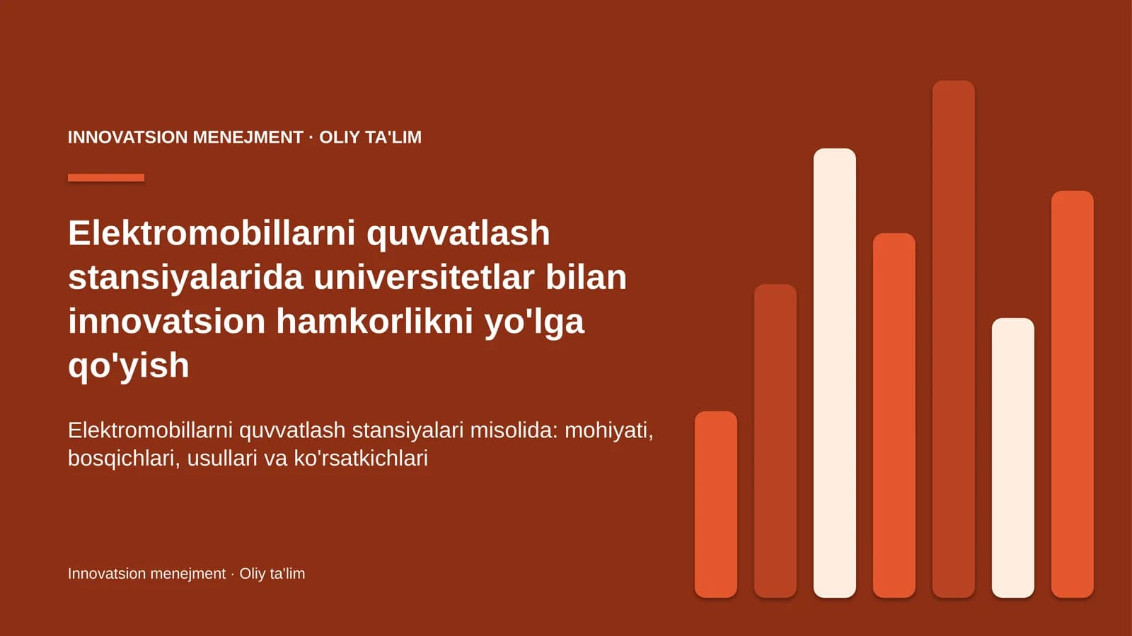 Elektromobillarni quvvatlash stansiyalarida universitetlar bilan innovatsion hamkorlikni yo'lga qo'yish