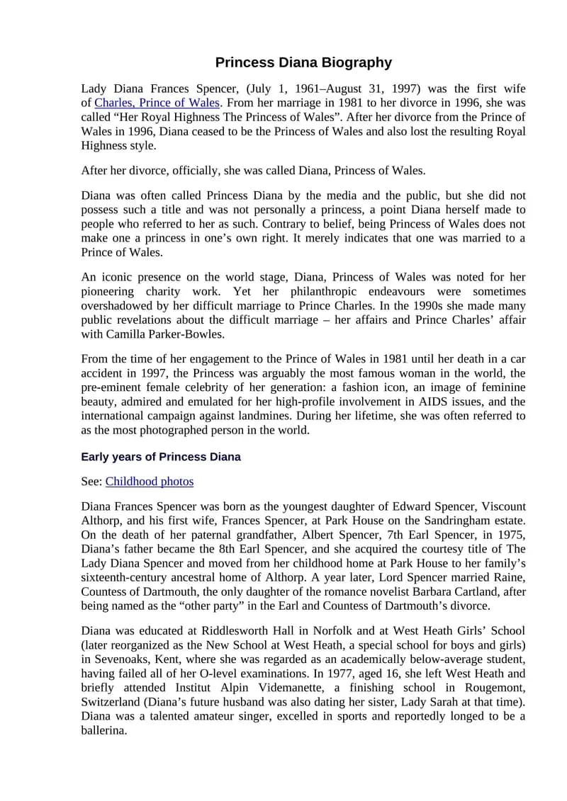 Princess Diana Biography