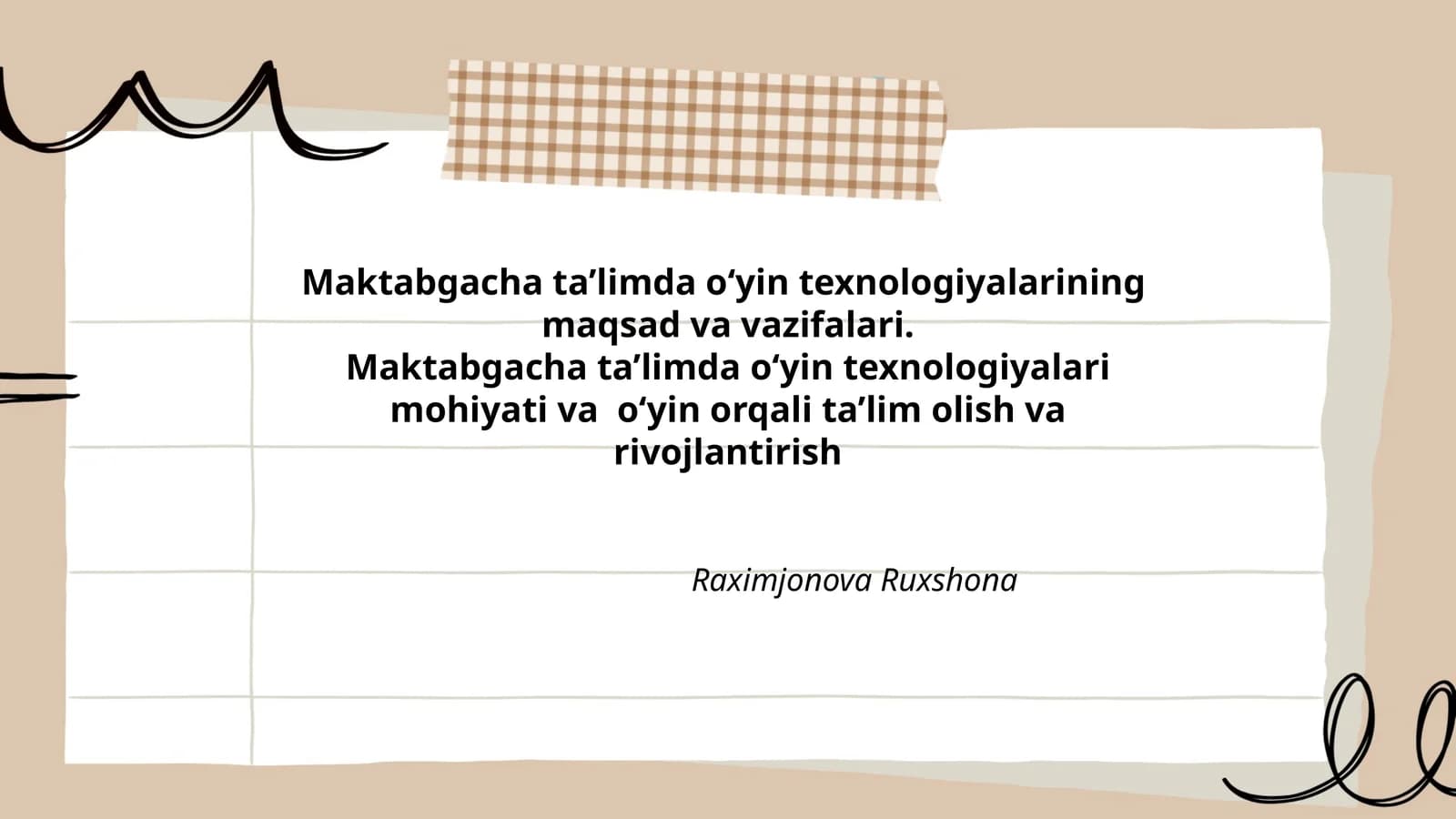 Oʻyin Texnologiyalari Maktabgacha Ta'limda