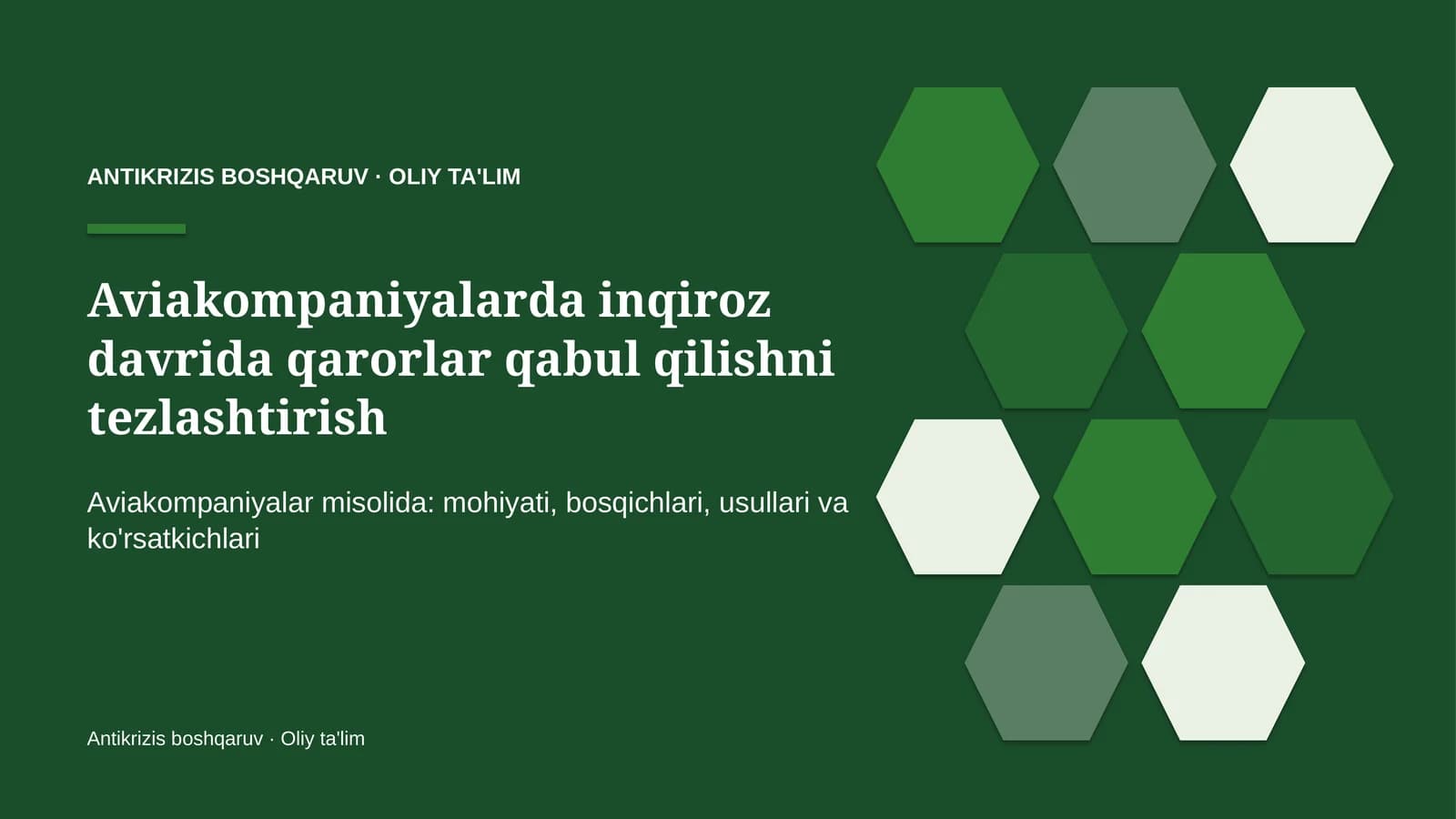 Aviakompaniyalarda inqiroz davrida qarorlar qabul qilishni tezlashtirish
