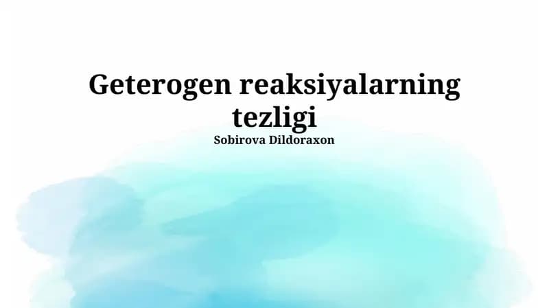 Geterogen reaksiyalarning tezligi