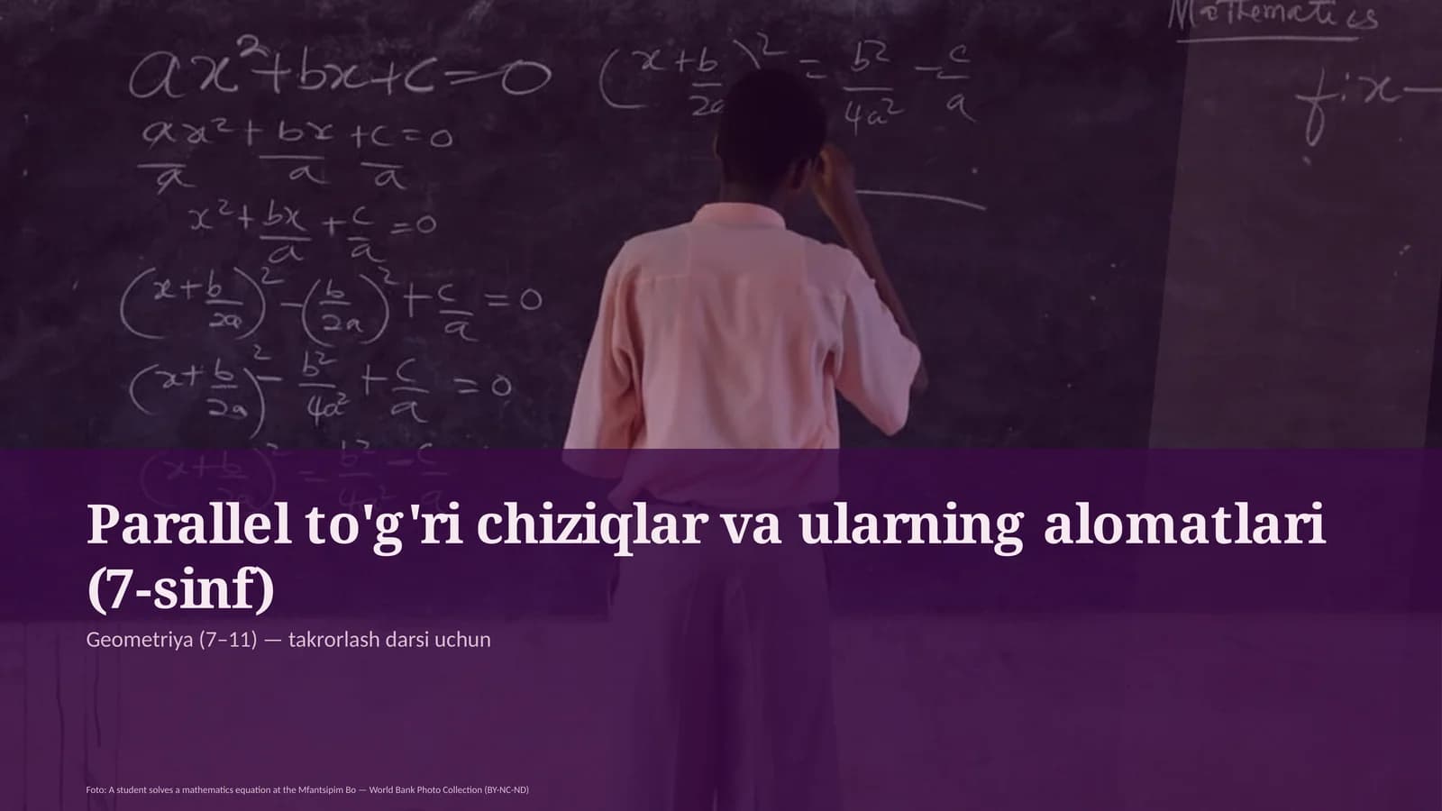 Parallel to'g'ri chiziqlar va ularning alomatlari (7-sinf)