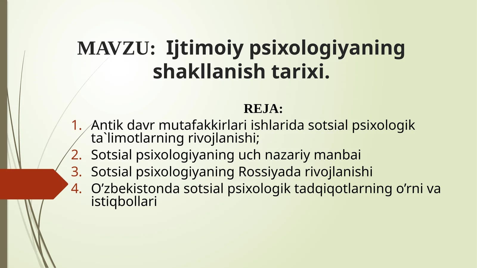 Ijtimoiypsiologiyani shakllanishi tarixi
