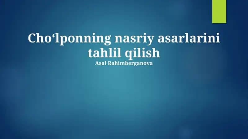 Çolponning Nasriy Asarlaridagi Mavzu va Muammolar
